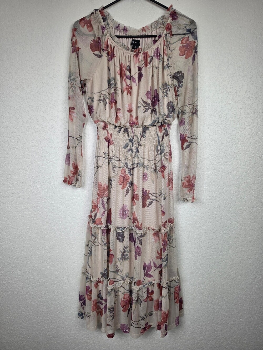 Kate and Lily Floral Long Sleeve Tiered Maxi Dress Size 8